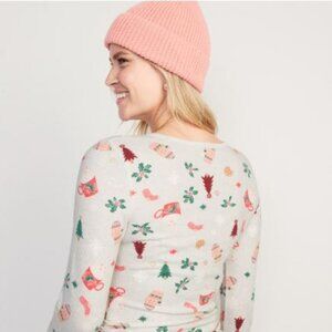 Old Navy Thermal Waffle Knit Holiday Hot Cocoa Print 2 Pc Pajama Set -  XS & S